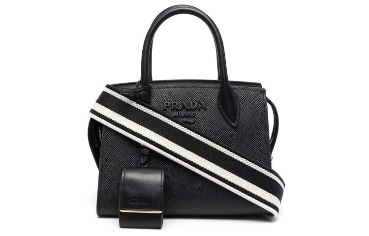 PRADA Leather Tote Bag Shopping Bag Handbag Unisex Black