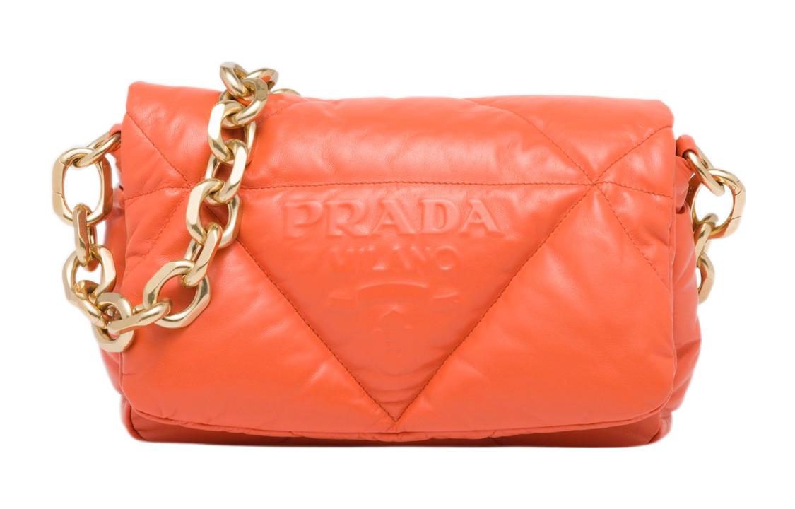 PRADA Leather Portable Crossbody Bag Shoulder Bag Women's Orange