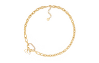DIOR Metal Resin Faux Crystal Necklaces Unisex Gold