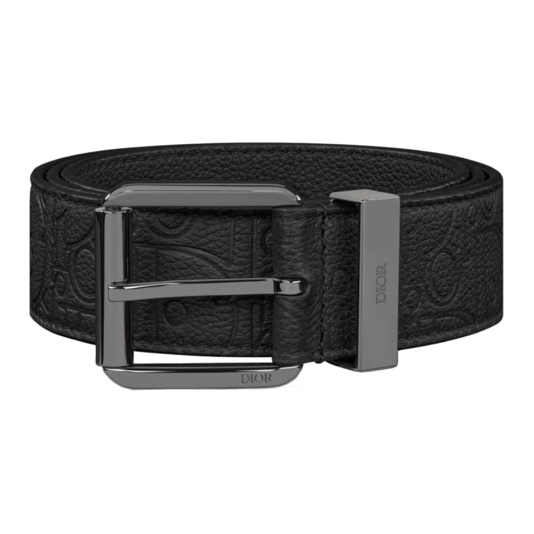 DIOR Calfskin Leather Belts Men's Black Width 3.5CM