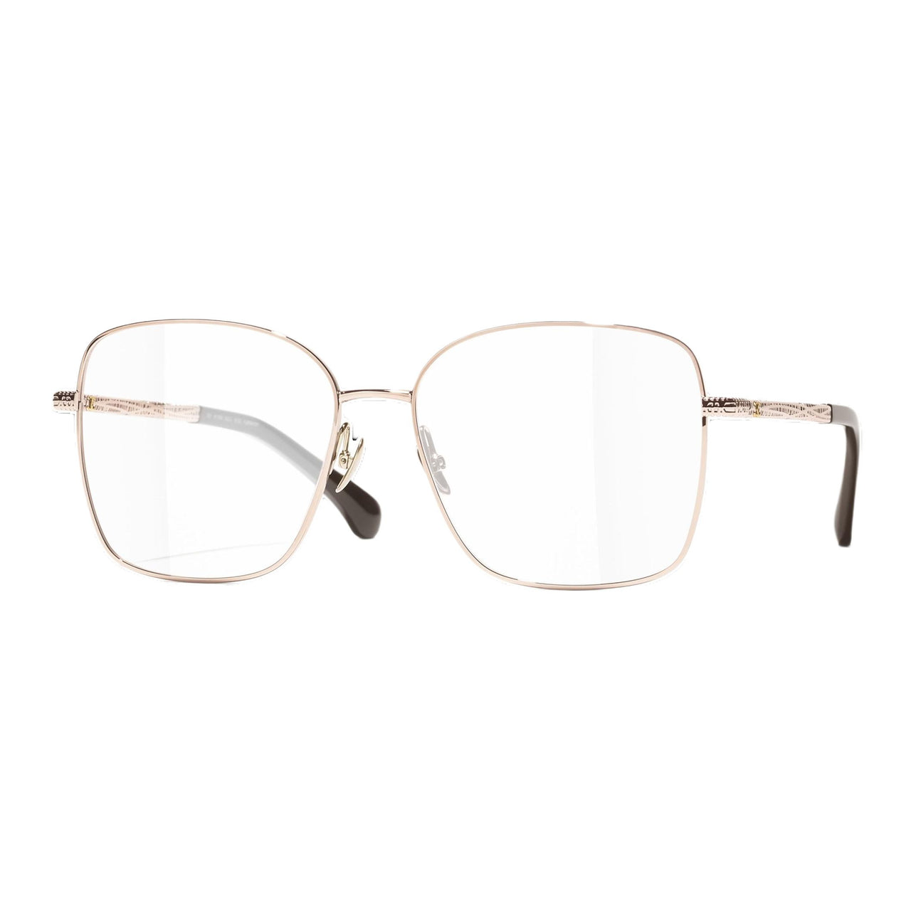 CHANEL Metal Square Eyeglass Frames Women's Rose Gold