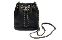 CHANEL Cow Leather Bucket Bags Shoulder Bag Crossbody Bag Women's Black