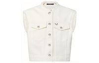 LOUIS VUITTON Frayed Hem Sleeveless Denim Jacket