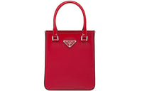 PRADA Leather Tote Bag Shopping Bag Portable Crossbody Bag Shoulder Bag Small Size Women's Scarlet