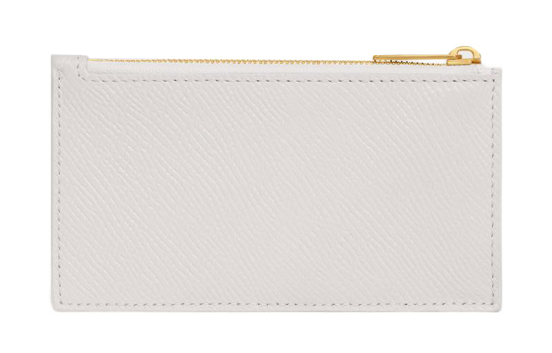 CELINE Grained Calfskin Card Holder Small Size Women's White