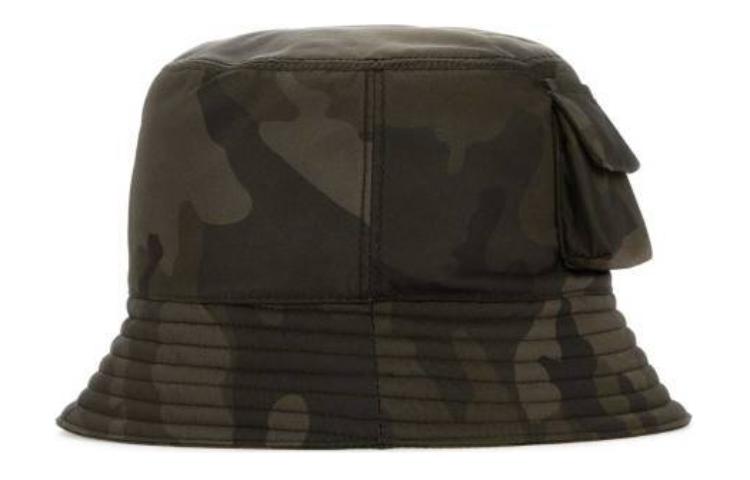 PRADA Recycled Polyamide Synthetic Fiber Resin Bucket Hats Men's Green