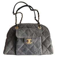CHANEL Denim One Shoulder Handbags Small Size Women's Gray