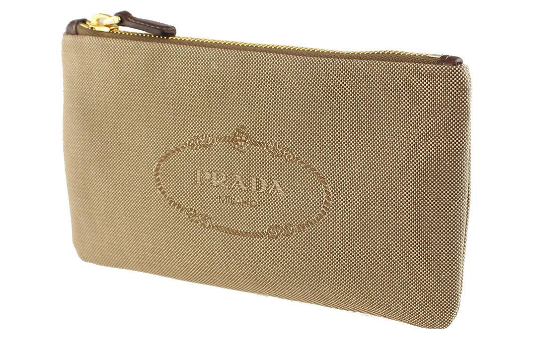 PRADA Canvas Canvas Bag Clutches Unisex Light Brown