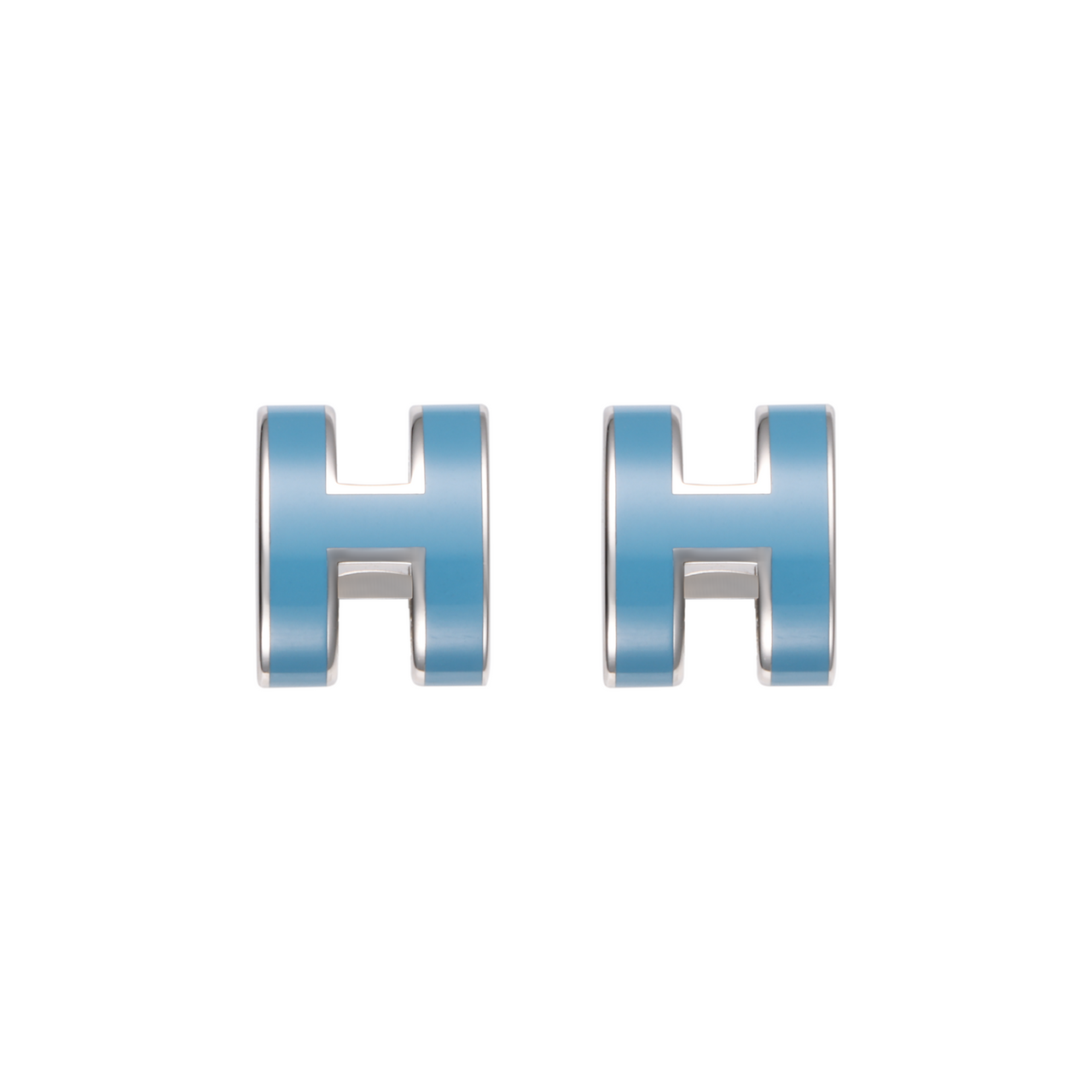 HERMES Palladium-Plated Stud Earrings Unisex Silver