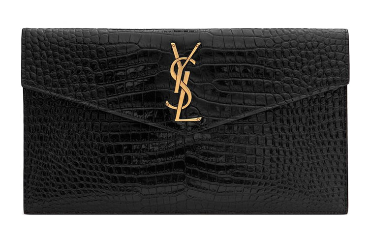 SAINT LAURENT Leather Envelope Bag, Clutch Trumpets Women's Black