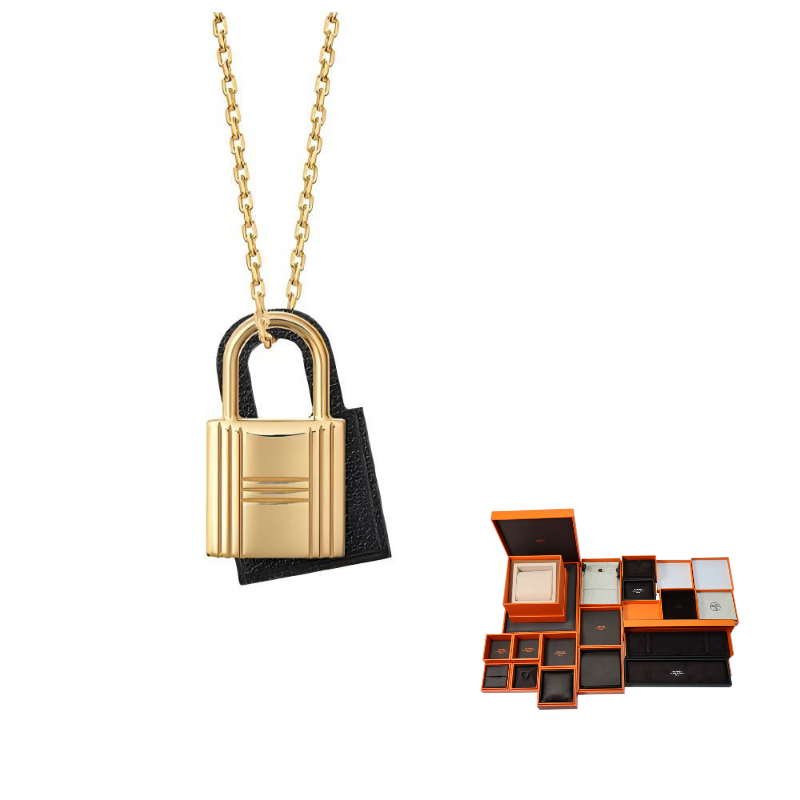 HERMES O'Kelly Metal Necklaces Women's Black Gold