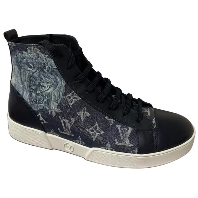 LOUIS VUITTON High Top Skateboard Shoes Men's Black