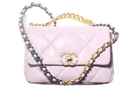 CHANEL 19Bag Sheepskin Mouth Cover Bag Crossbody Bag Small Size Women's Pink