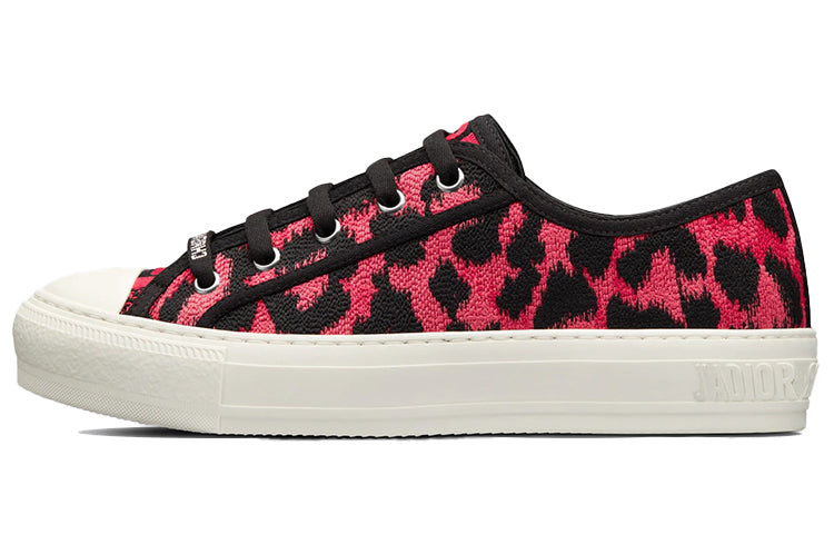 DIOR Walk'n'Dior Low Top Stylish Skateboarding Shoes Women's Black Pink Leopard Print