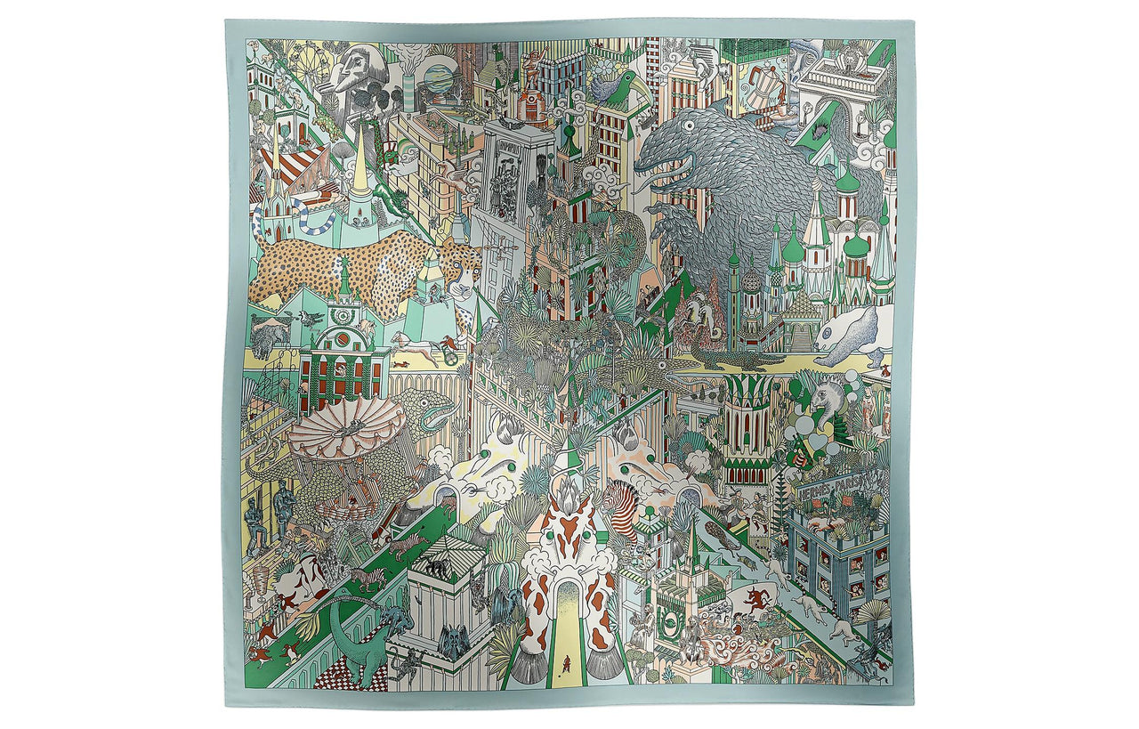 HERMES Silk Scarves Women's Green