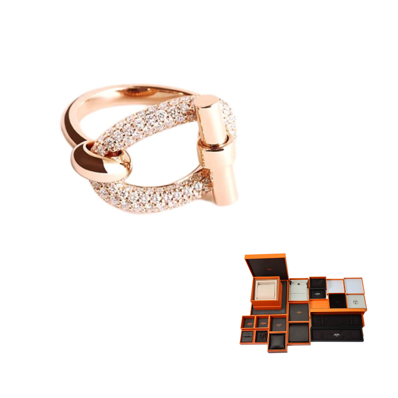 HERMES 18K Rose Gold Rings Women's Rose Gold