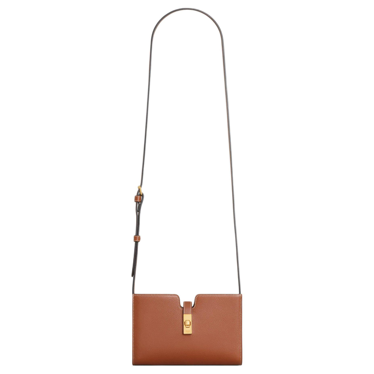 CELINE Soft Calfskin One Shoulder Crossbody Clutch Regular Women's Brown