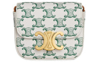 CELINE Triomphe Canvas With Calfskin Handbag Shoulder Bag Crossbody Bag Mini Women's Green/White