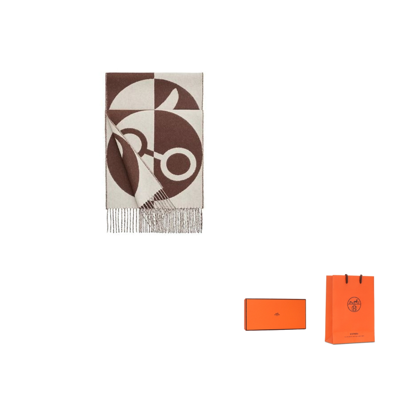 HERMES Cashmere Knit Scarves Women's