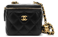CHANEL 22SS Sheepskin Box Bag Shoulder Bag Crossbody Bag Small Size Women's Black