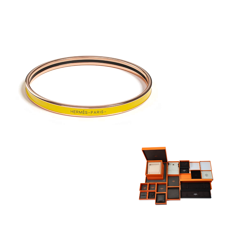 HERMES Enamel Bangles Women's Yellow