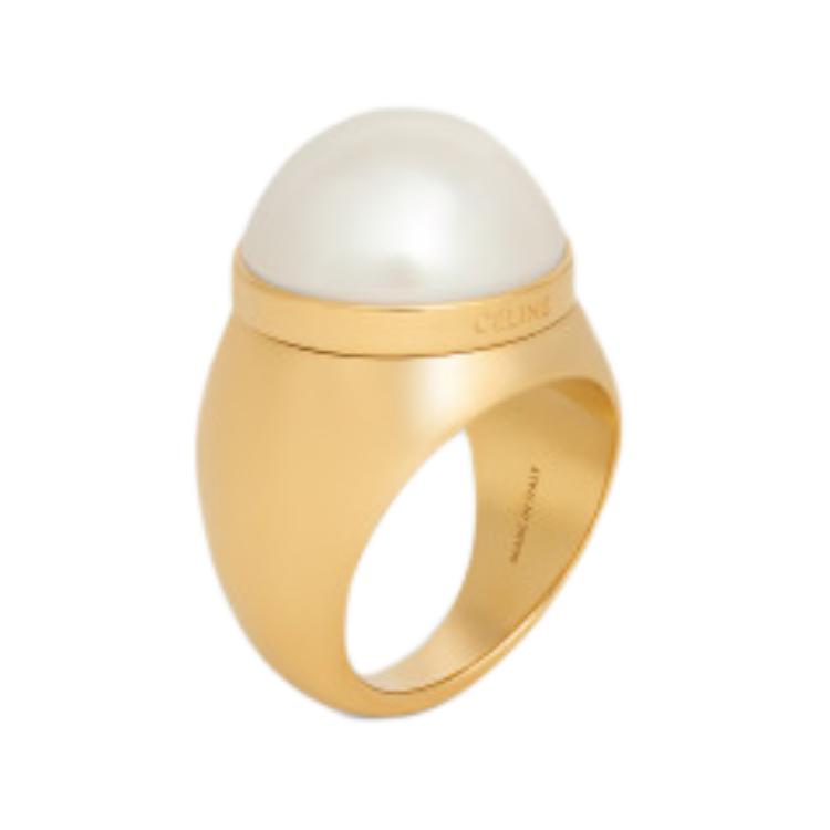 CELINE Les Perles CELINE Ring In Resin Pearls And Brass With Gold Finish