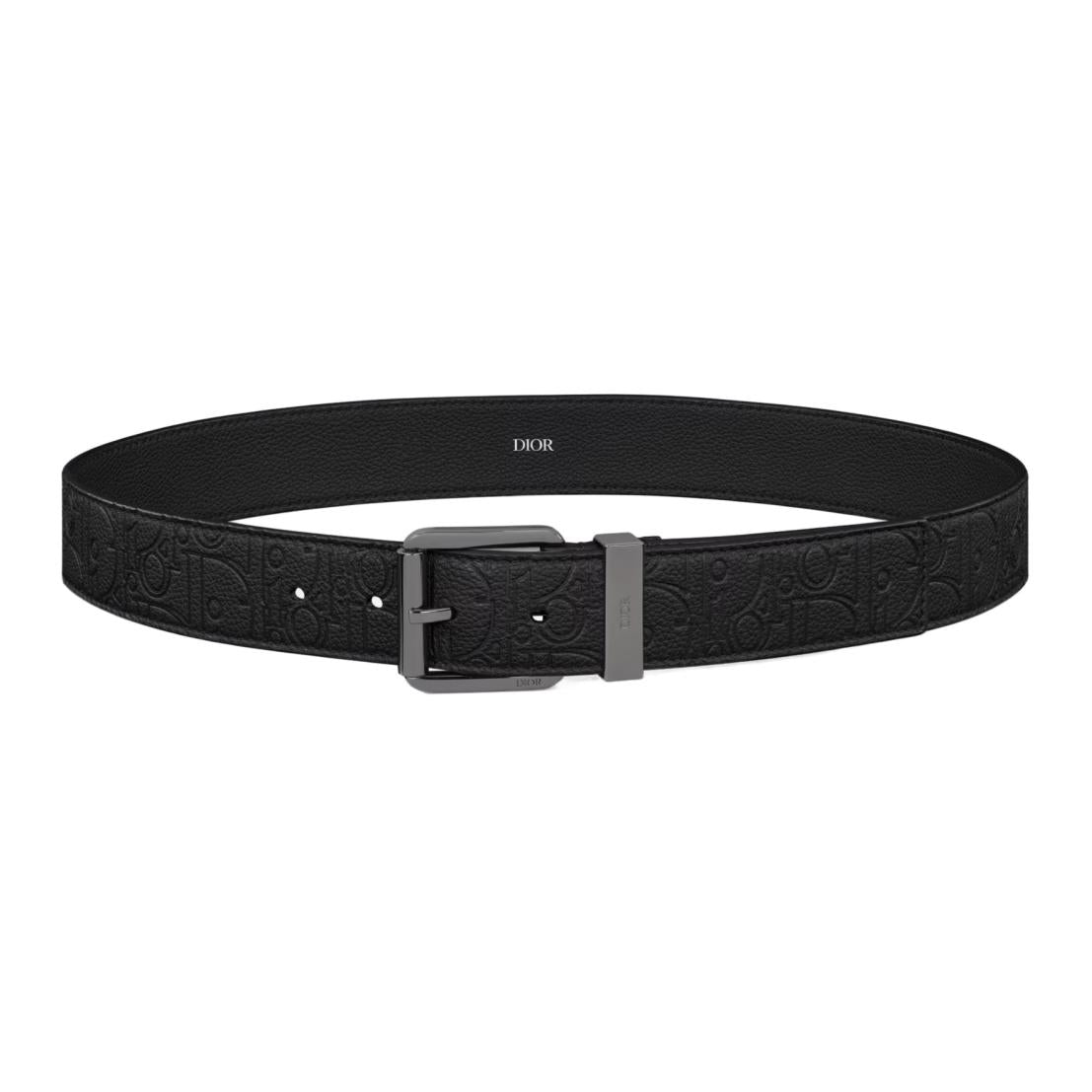 DIOR Calfskin Leather Belts Men's Black Width 3.5CM