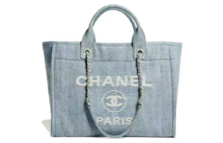 CHANEL Medium Denim 23S Shopping Bag Light Blue AS3351