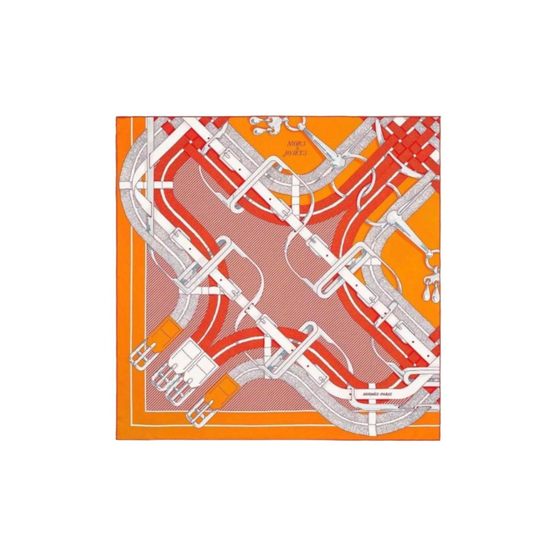 HERMES Silk Scarves Women's Orange