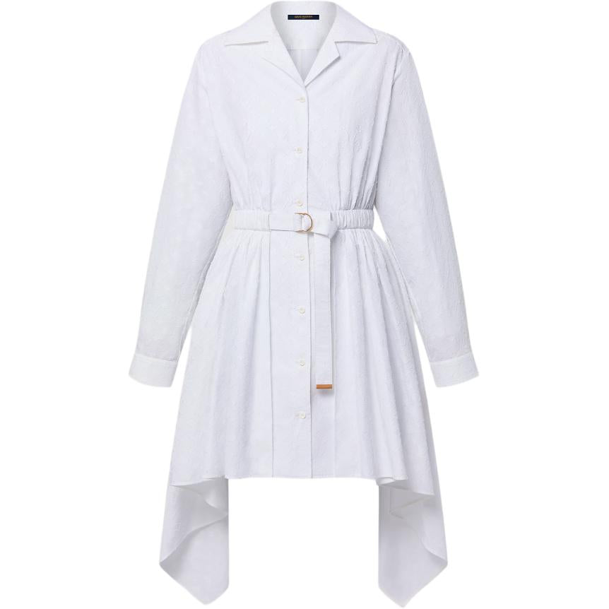 LOUIS VUITTON Monogram Fil Coupé Belted Shirt Dress