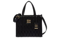 MIU MIU Matelassé Sheepskin Tote Bag, Shopping Bag, Shoulder Bag, Crossbody Bag, Handbag Women's Black