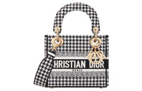 DIOR Lady D-Lite Embroidery Dior Bag Shoulder Bag Crossbody Bag Handbag Mini Women's Black/White