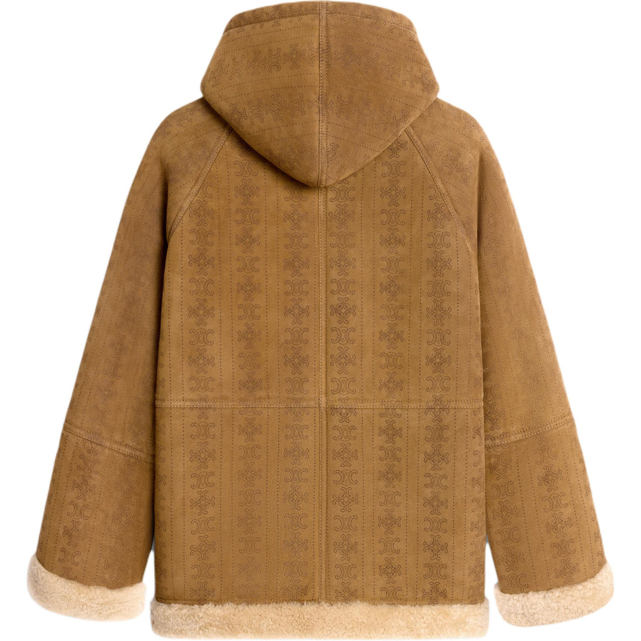 CELINE Hooded Parka In Triomphe Curly Lambskin