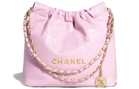 CHANEL 22Bag Smooth Finish Calfskin One Shoulder Handbag Crossbody Bag Small Size Women's Pink
