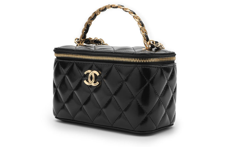 CHANEL Sheepskin Portable One Shoulder Crossbody Clutch Regular Women's Black