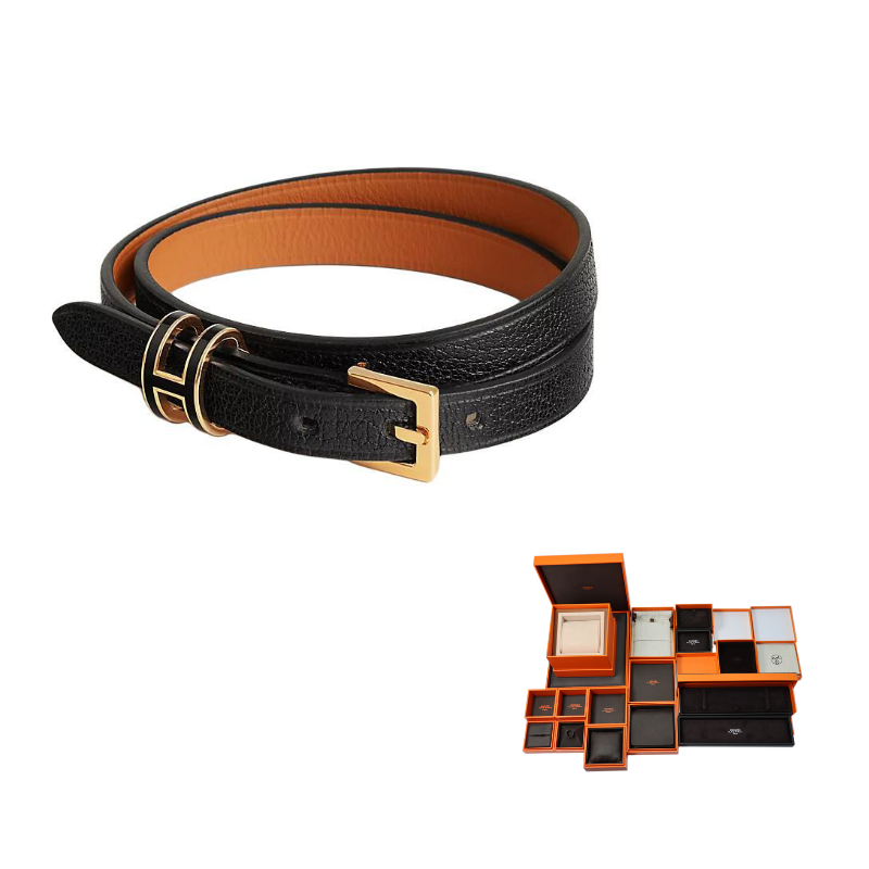HERMES Goatskin Bracelets Women's Black