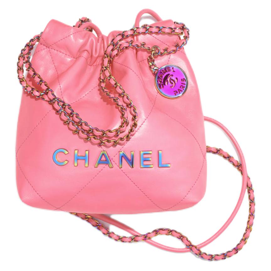 CHANEL Calfskin Shoulder Bag Crossbody Bag Handbag Mini Women's Coral Pink