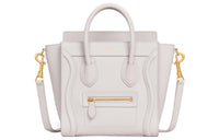 CELINE Luggage Drum Pattern Calfskin Smile Bag Shoulder Bag Crossbody Bag Handbag Extra Mini Women's White