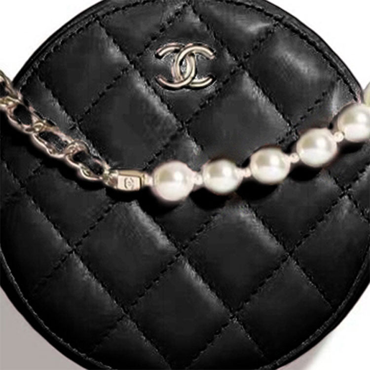 CHANEL Sheepskin One Shoulder Handbag Crossbody Bag Women's Black