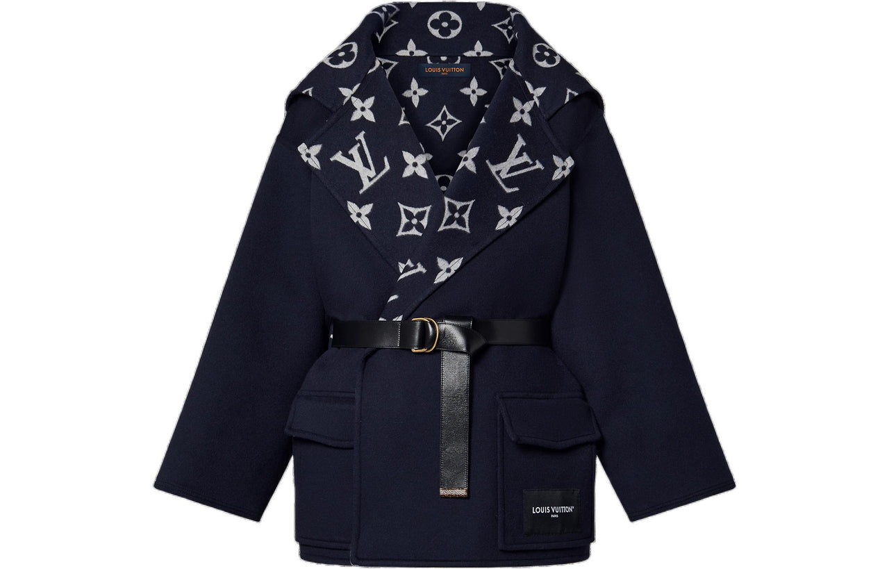 LOUIS VUITTON Flap Pocket Hooded Wrap Coat