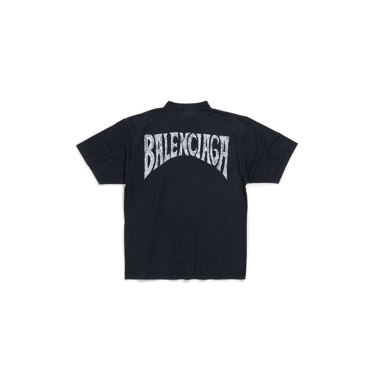 (WMNS) Balenciaga Hand-drawn T-shirt Medium Fit 'Black Faded' 764235TPVU41569