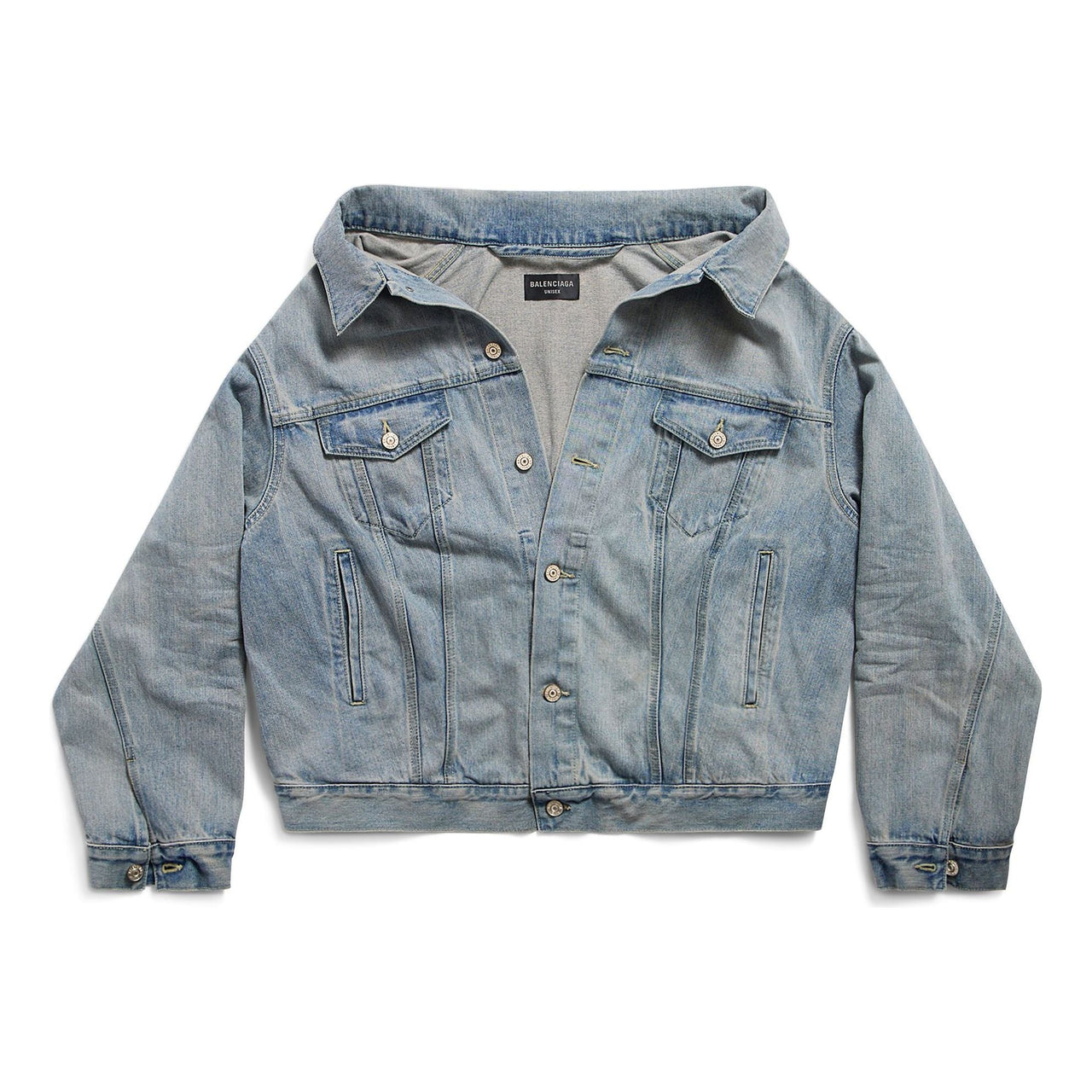 (WMNS) Balenciaga Off Shoulder Jacket 'Light Blue' 786638TQW556379