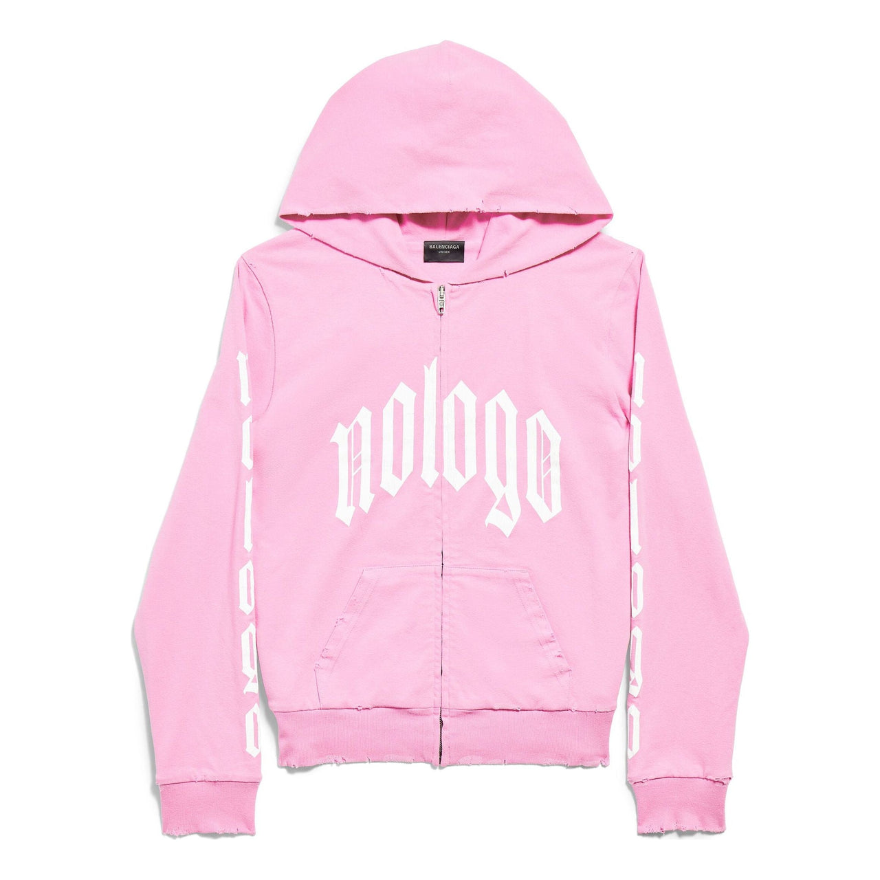 (WMNS) Balenciaga Nologo Zip-up Hoodie Small Fit 'Light Pink White' 788243TQVK55708