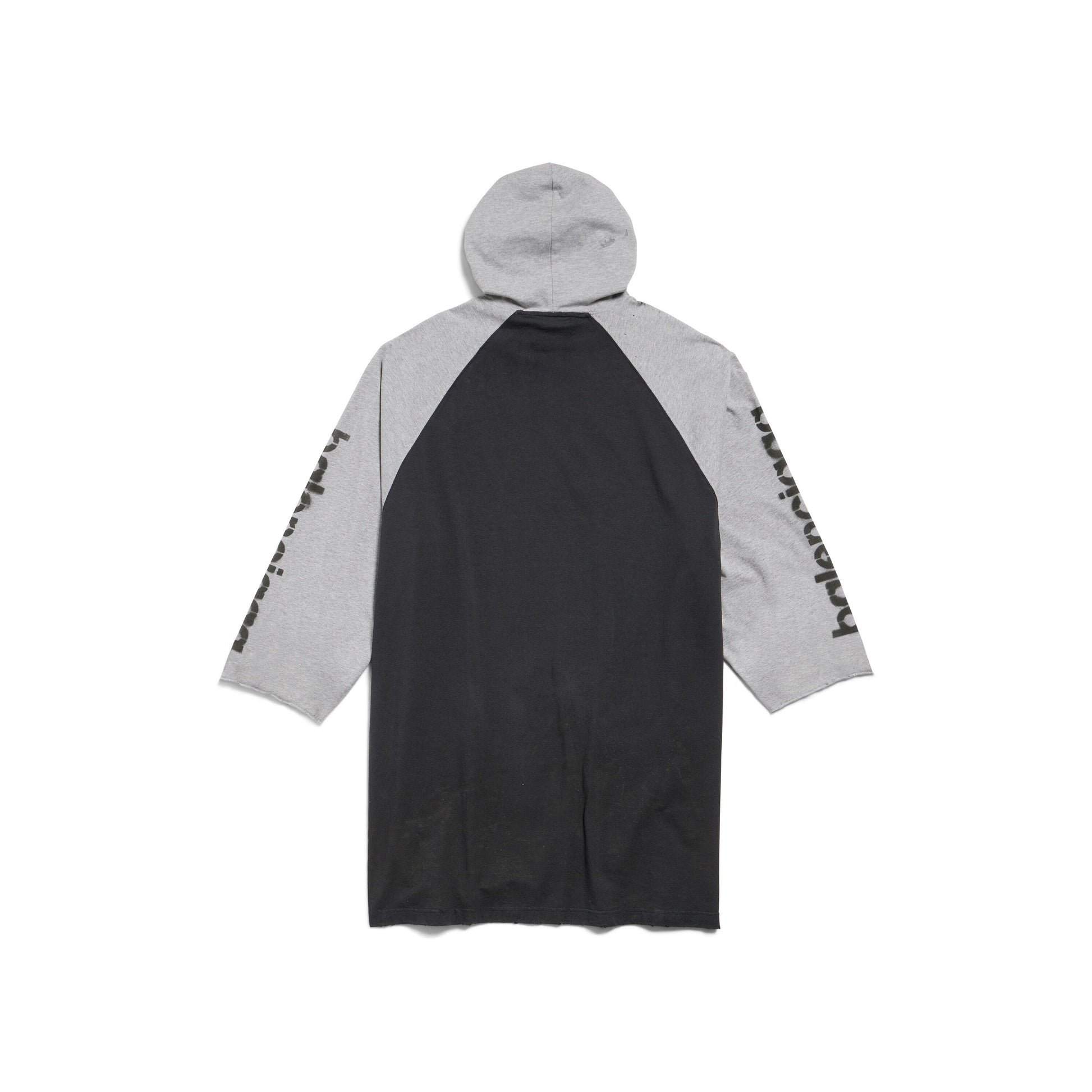 Balenciaga 3B Stencil Hooded Raglan T-Shirt Oversized 'Black' 790403TQVT51083