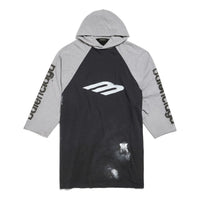 Balenciaga 3B Stencil Hooded Raglan T-Shirt Oversized 'Black' 790403TQVT51083