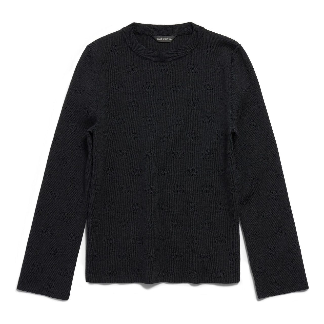 (WMNS) Balenciaga BB Allover Cropped Sweater 'Black' 793613T52151000