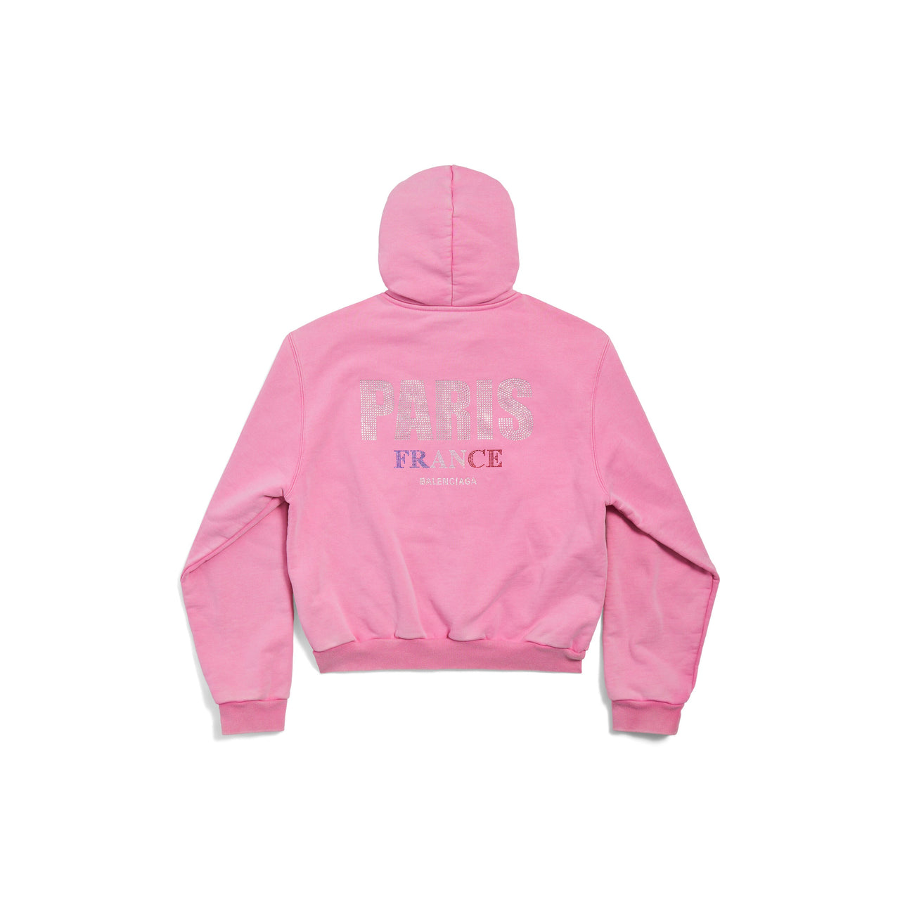 (WMNS) Balenciaga Paris Strass Full Zip Hoodie Small Fit 'Faded Pink' 811611TRVL49568