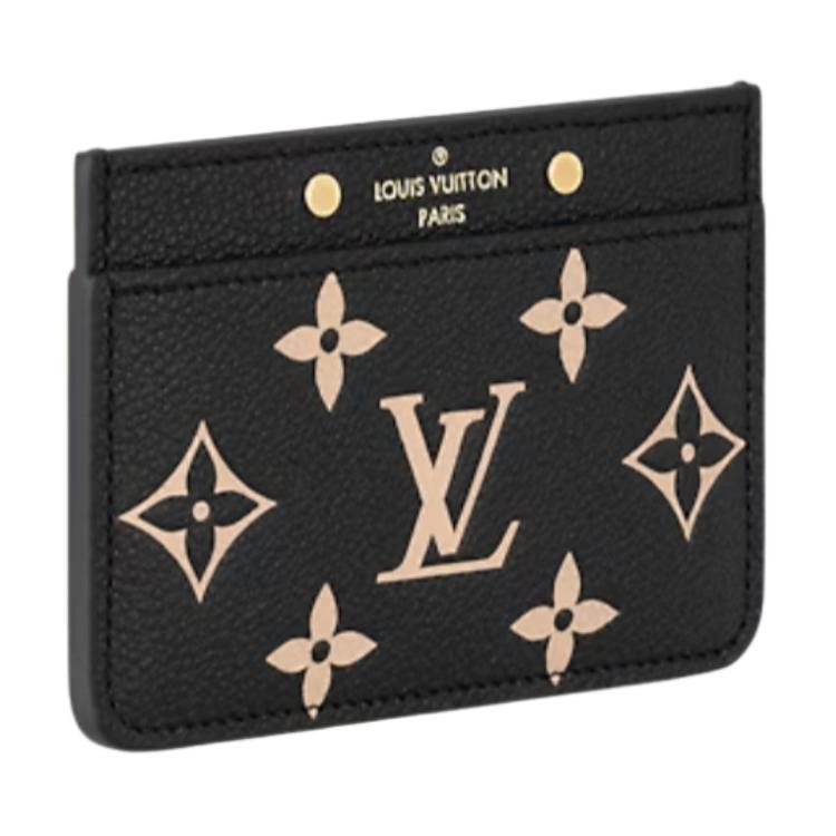 LOUIS VUITTON Grained Cow Leather Card Holder Women's Black