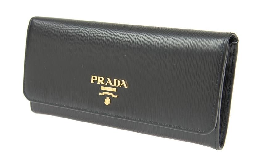 PRADA Calfskin Wallet Women's Black