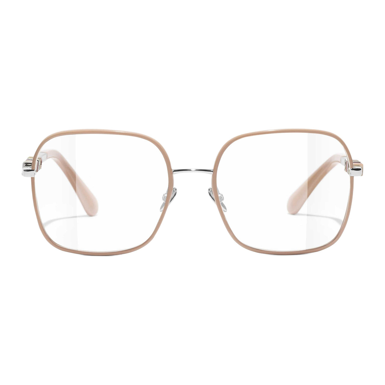 CHANEL Metal Square Eyeglass Frames Women's Gold